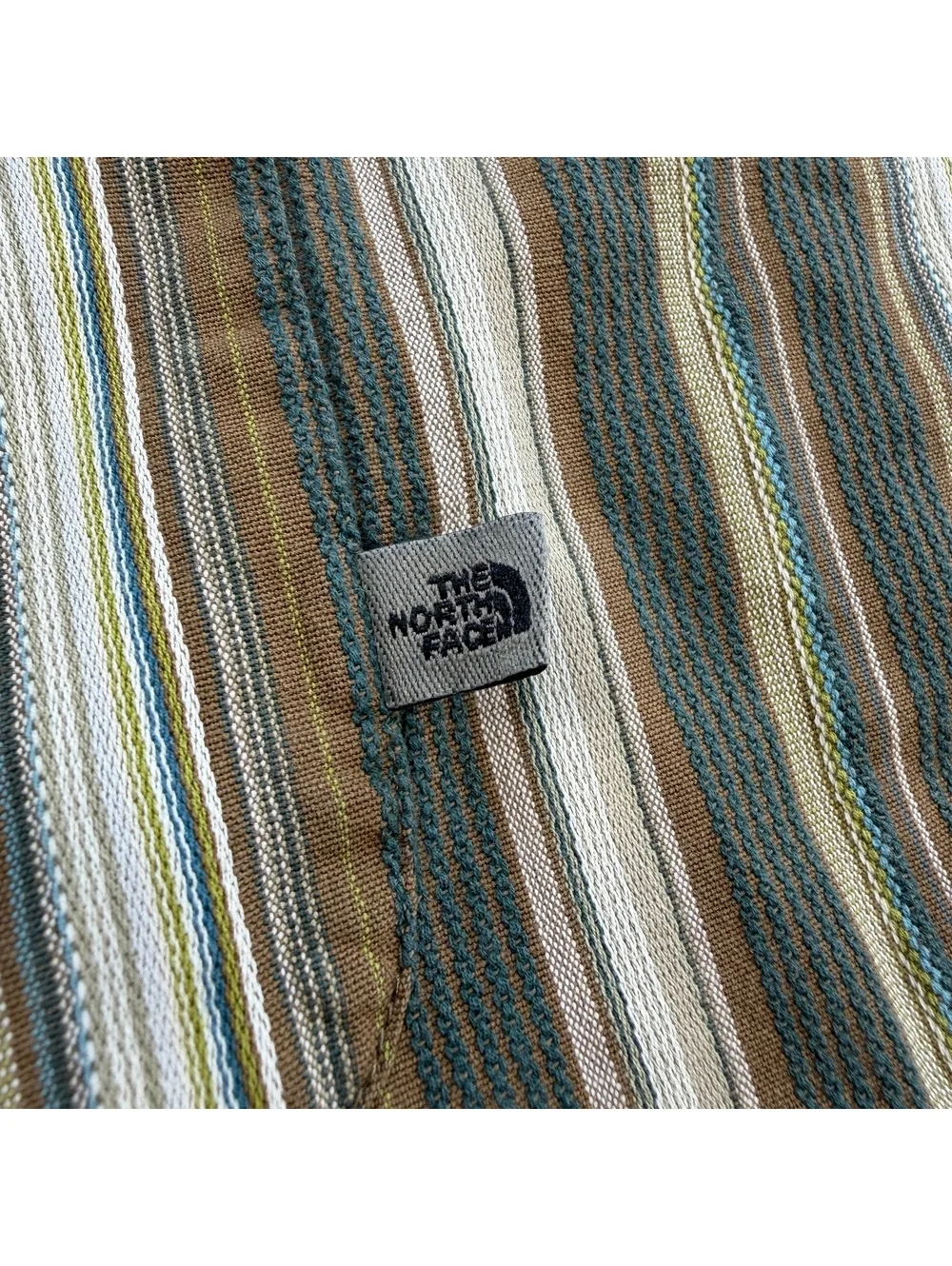 The North Face Series Striped Button Up Shirt Mens L Green Gorpcore Outdoor